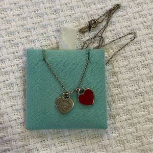 Return to Tiffany Red Double Heart Tag Pendant